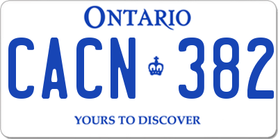 ON license plate CACN382