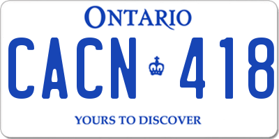 ON license plate CACN418