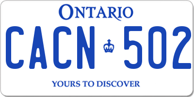 ON license plate CACN502