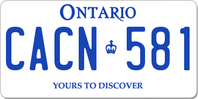 ON license plate CACN581