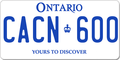 ON license plate CACN600