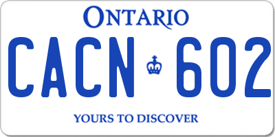 ON license plate CACN602