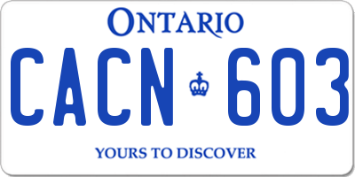 ON license plate CACN603