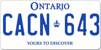 ON license plate CACN643