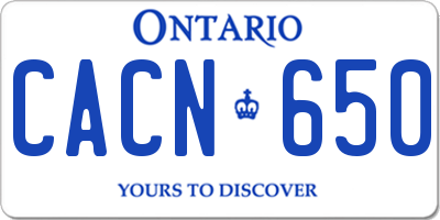 ON license plate CACN650