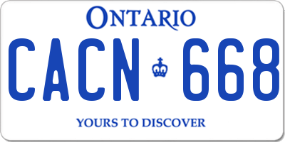 ON license plate CACN668