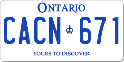 ON license plate CACN671