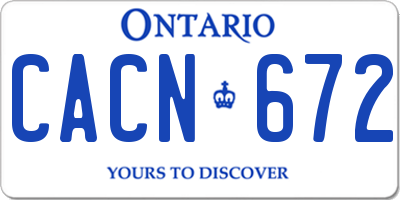 ON license plate CACN672