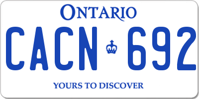 ON license plate CACN692