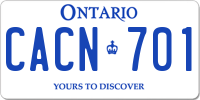 ON license plate CACN701