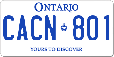 ON license plate CACN801