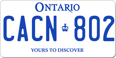 ON license plate CACN802