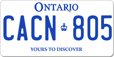 ON license plate CACN805