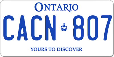 ON license plate CACN807