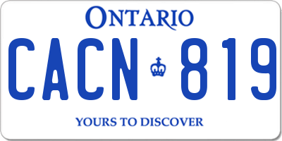 ON license plate CACN819