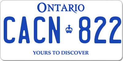 ON license plate CACN822