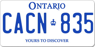 ON license plate CACN835