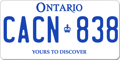 ON license plate CACN838