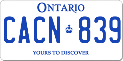 ON license plate CACN839