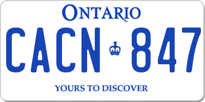 ON license plate CACN847