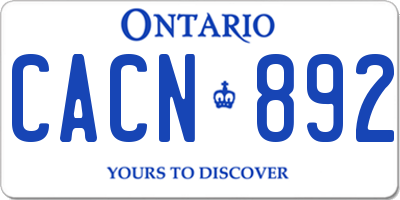 ON license plate CACN892