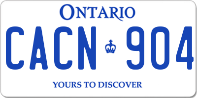 ON license plate CACN904