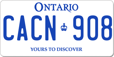 ON license plate CACN908