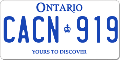 ON license plate CACN919