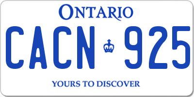 ON license plate CACN925