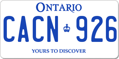 ON license plate CACN926