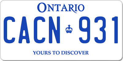 ON license plate CACN931