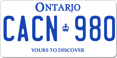 ON license plate CACN980