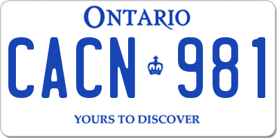 ON license plate CACN981