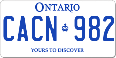 ON license plate CACN982