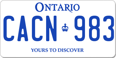 ON license plate CACN983