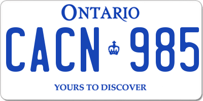 ON license plate CACN985