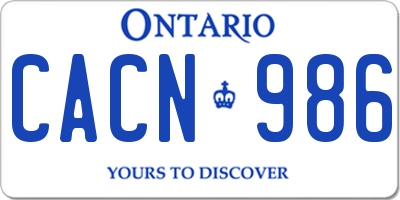 ON license plate CACN986