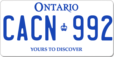 ON license plate CACN992