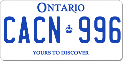 ON license plate CACN996