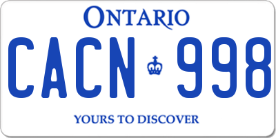 ON license plate CACN998