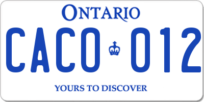 ON license plate CACO012