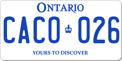 ON license plate CACO026