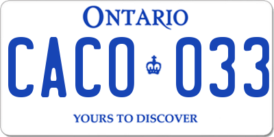 ON license plate CACO033