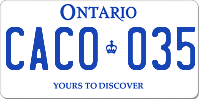 ON license plate CACO035