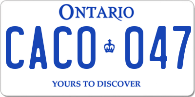 ON license plate CACO047