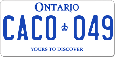 ON license plate CACO049