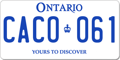 ON license plate CACO061