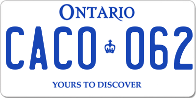 ON license plate CACO062