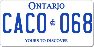 ON license plate CACO068