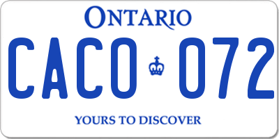 ON license plate CACO072